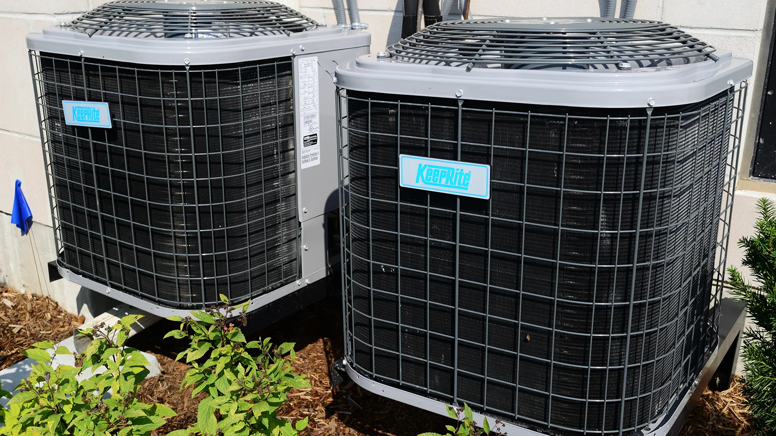 HVAC systems outside exterior wall